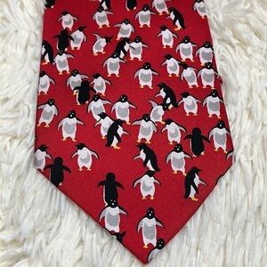 Alynn Penguins silk tie